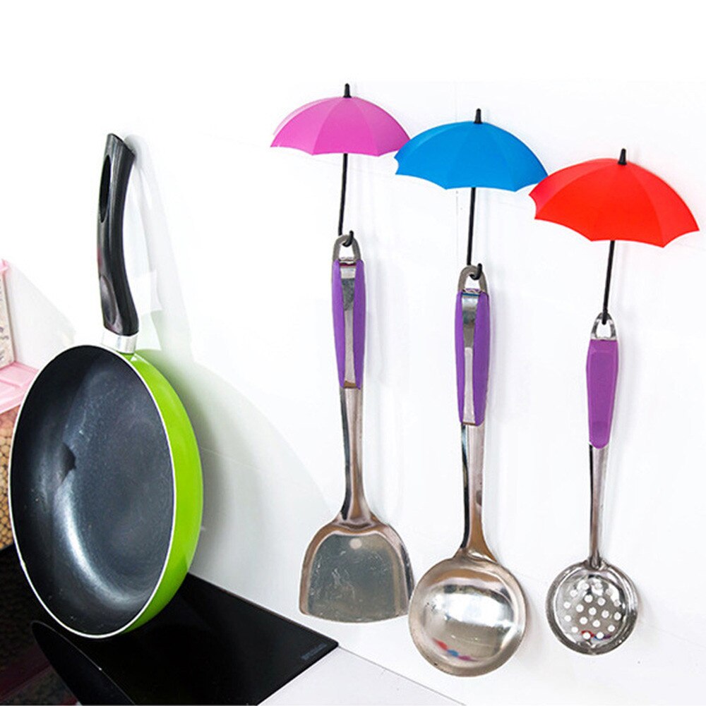 25#6/3pcs/set Umbrella Hook Self Adhesive Hook Wall Door Clothing Hanger Keys Sundry Hanging Hook Bathroom Kitchen Sticky Holder