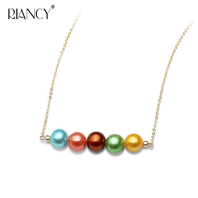 RIANCY trendy pearl jewelry natural Multicolor pearl pendant freshwater 925 sterling silver pearl necklace for women wedding