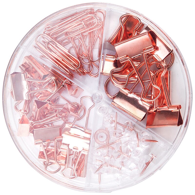 1 Pack Rose Gold Office Combination Push Pin Paper Clip Ticket Holder Desktop Gadget Metal Multi-Function Clip Deli 78551