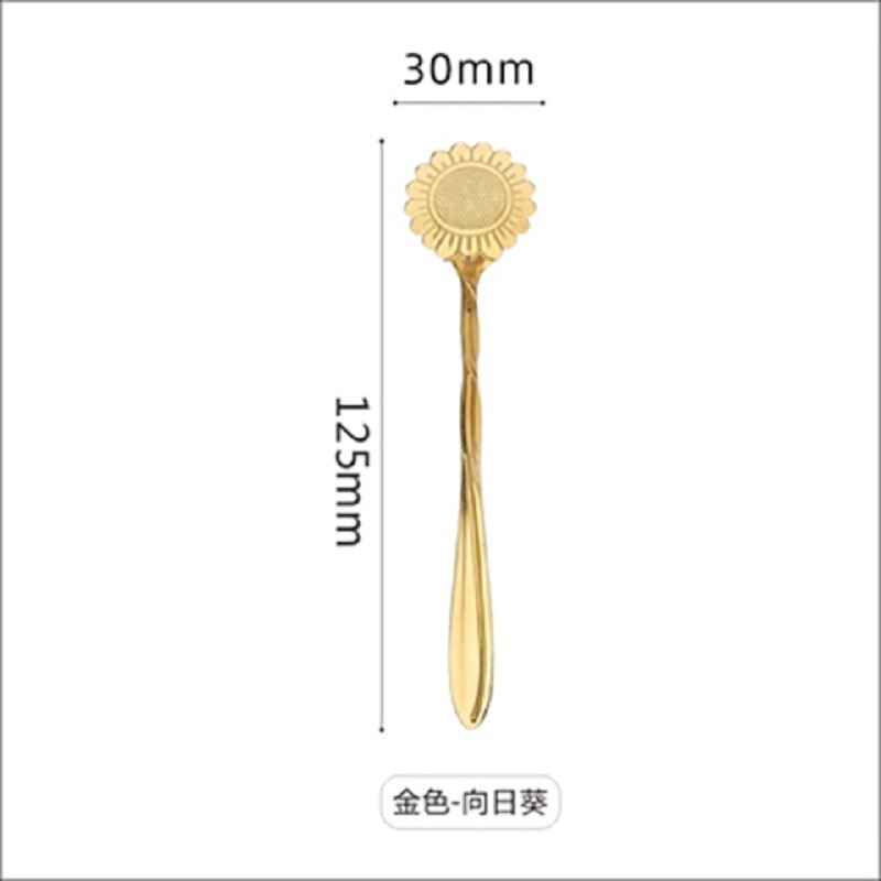 Cuillère à glace en forme de fleur de cerisier, petite poignée, créative et pratique, en acier inoxydable, en titane