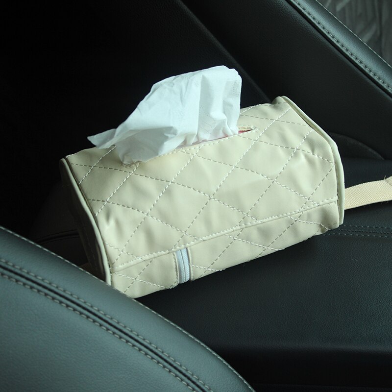 Jasse pu læderbil tissuekasse håndklæde serviet papir containere holder universal auto interiør styling tilbehør 19 y 09001: C2 beige