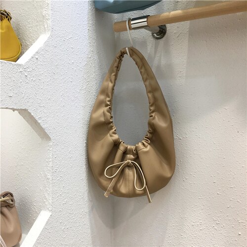 Damestassen voor dames leren handtassen dames wolken handtas messenger schoudertas dames vintage leren dumplings bolso: Abrikoos