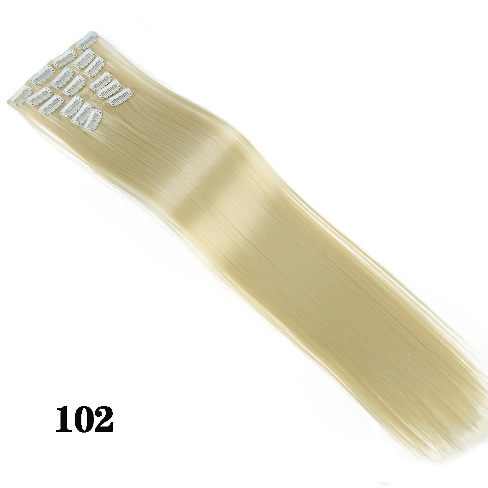 Houyan 6Pcs Pruik 16 Clips Hoge Temperatuur Vezel Lange Rechte Vrouwelijke Synthetisch Haar Uitbreiding Clip: 102