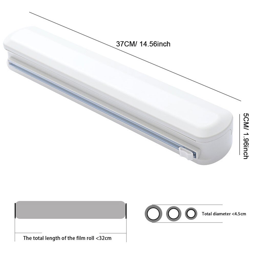 Cling Film Rotatable Food Wrapping Paper Dispenser With Sliding Knife Food Cling Film Cutter Kitchen Plastic Foil Film Cutter