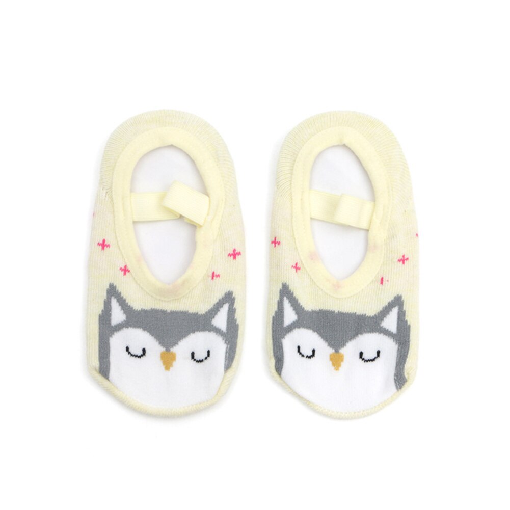 Chaussettes de sol tricotées pour enfants de 0 à 4 ans, nouvelles chaussettes chaudes en caoutchouc pour bébés, chaussures de dessin animé, antidérapantes: Owl / 3-5T