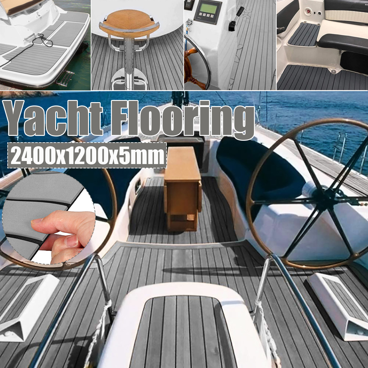600x/x 6mm Eva Schaum Faux Teak Boot Decking Sheet selbst klebende Marine Bodenbelag Boot Deck Matte Yacht Zubehör grau braun