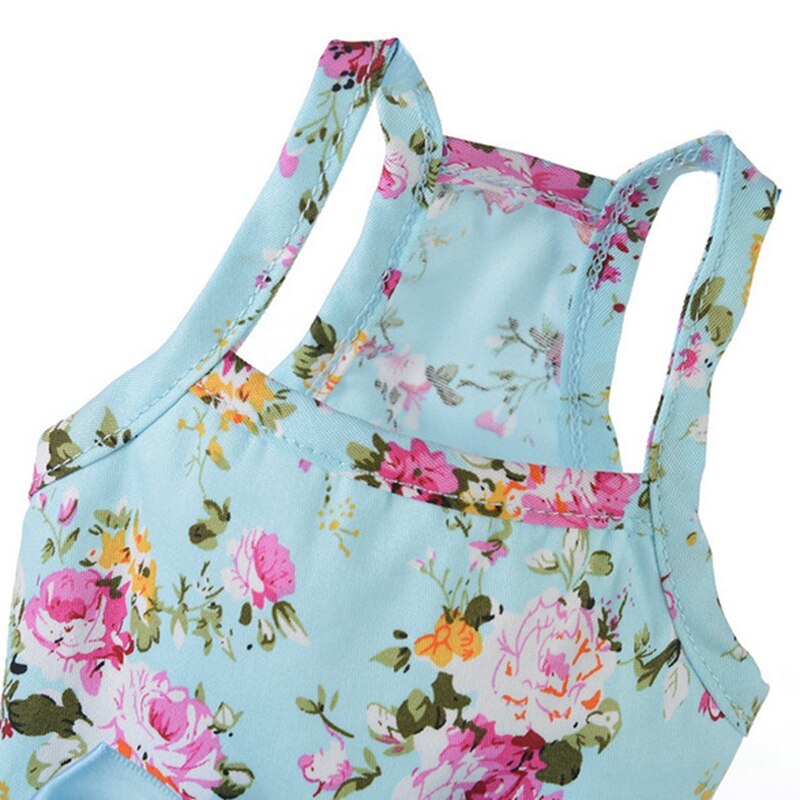-Vestido de cão de verão de algodão azul estilingue cão saia bowknot camisa roupas de aniversário pequeno filhote de cachorro respirável vestido fresco para cães