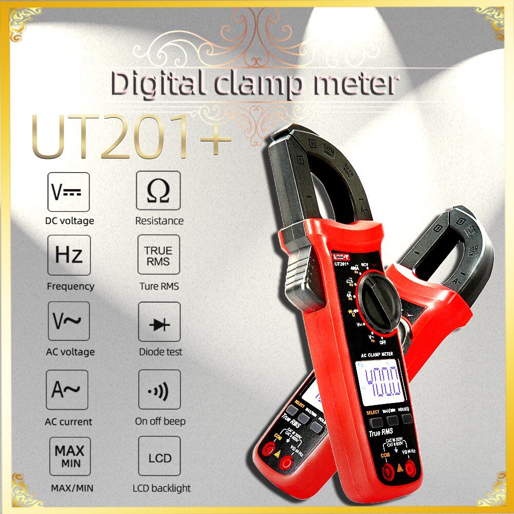 Uni-t  ut204+ serie true rms digital klemmemåler ac / dc klemme ammetere temperatur kapasitans motstandsspenning tester lcd ncv