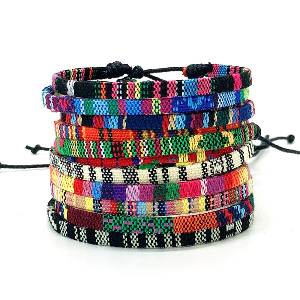 Nueva pulsera de amistad de tela tejida Bohemia Vintage europea para mujer, pulsera trenzada étnica de Nepal, de joyería para hombres y mujeres