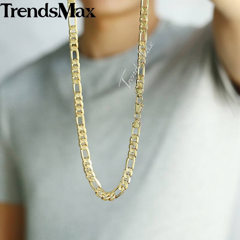 Trendsmax Mannen Ketting Vrouwen Gold Filled Figaro Ketting Voor Mannen Mannelijke Sieraden 9Mm 18-36 "GNM53