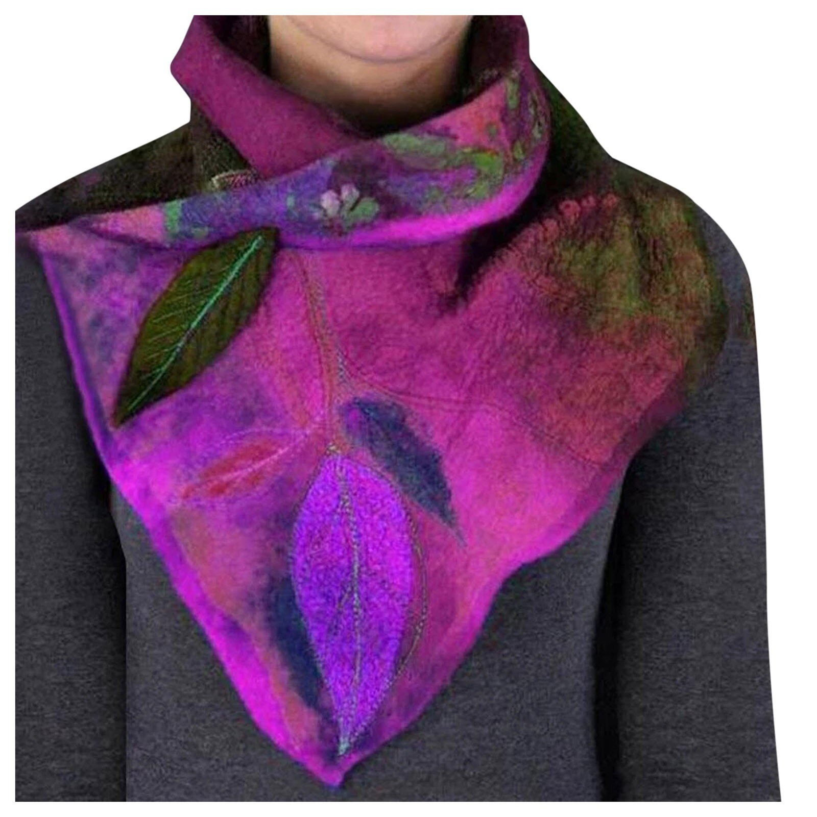 D Brand Stijlvolle En Vrouwen Casual Printing Sjaal Retro Multi-Purpose Sjaal Button Sjaal