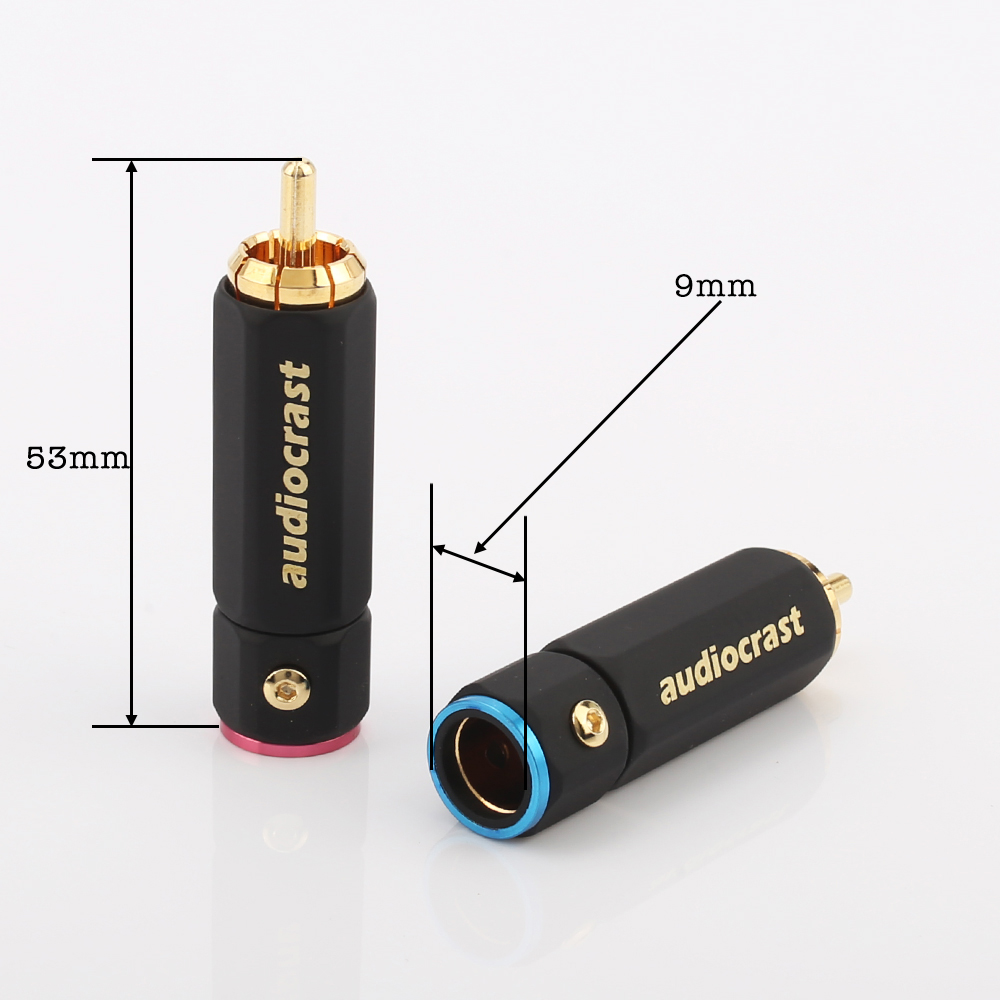 8pcs Audiocrast Gold Plated RCA Plug Lock Collect Solder A/V Connector