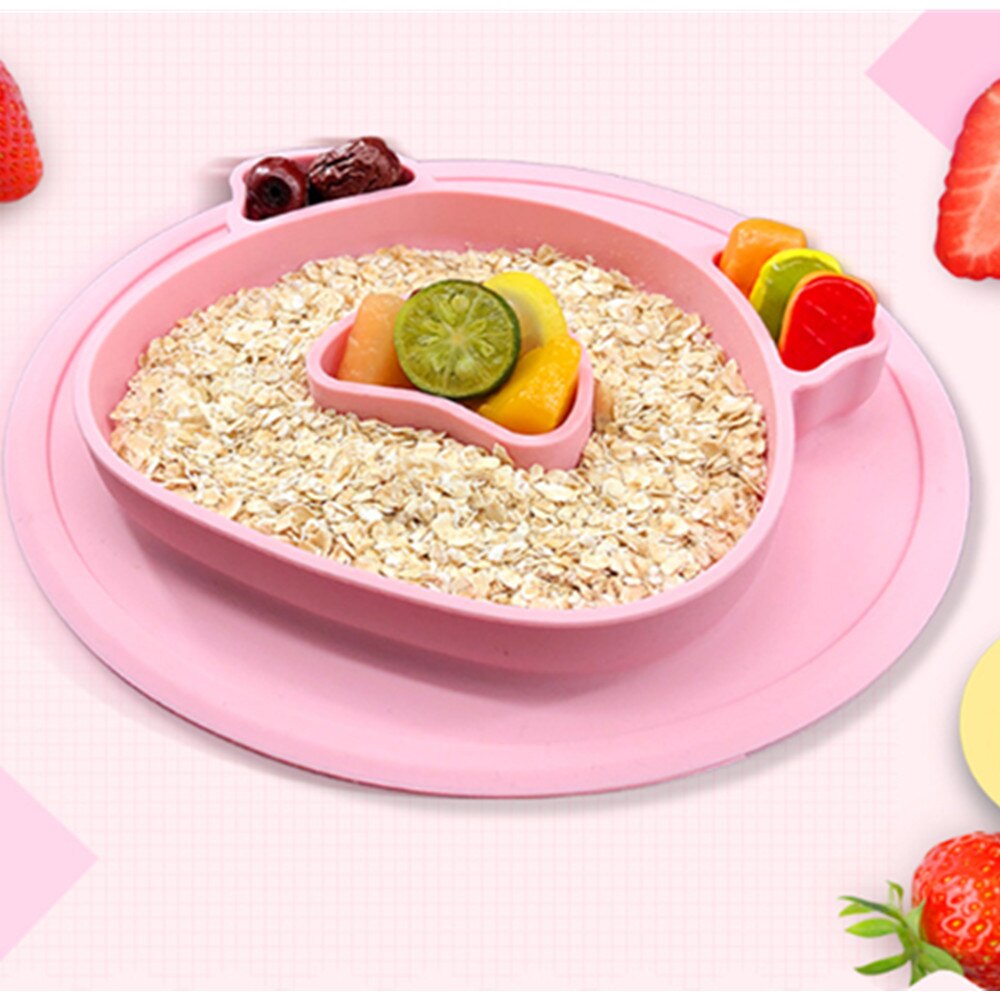 Nieuwigheid varken kinderbord veiligheids siliconen schaaltjes voor baby's cartoon kinderborden en kommen fruit etensbord voor kinderen