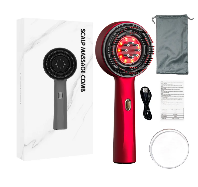 Hoofdhuid Massage Kam 630nm Infrarood Licht Hoofd Massager voor Haargroei Geneeskunde Hoofdhuid Olie Applicator Anti-Haaruitval Haarverzorging: Rood