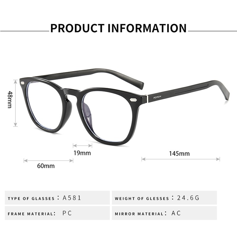 Nuevas gafas anti-azules para hombres y mujeres, gafas de espejo planas, gafas redondas montura de aluminio TR Retro, gafas transparentes negras