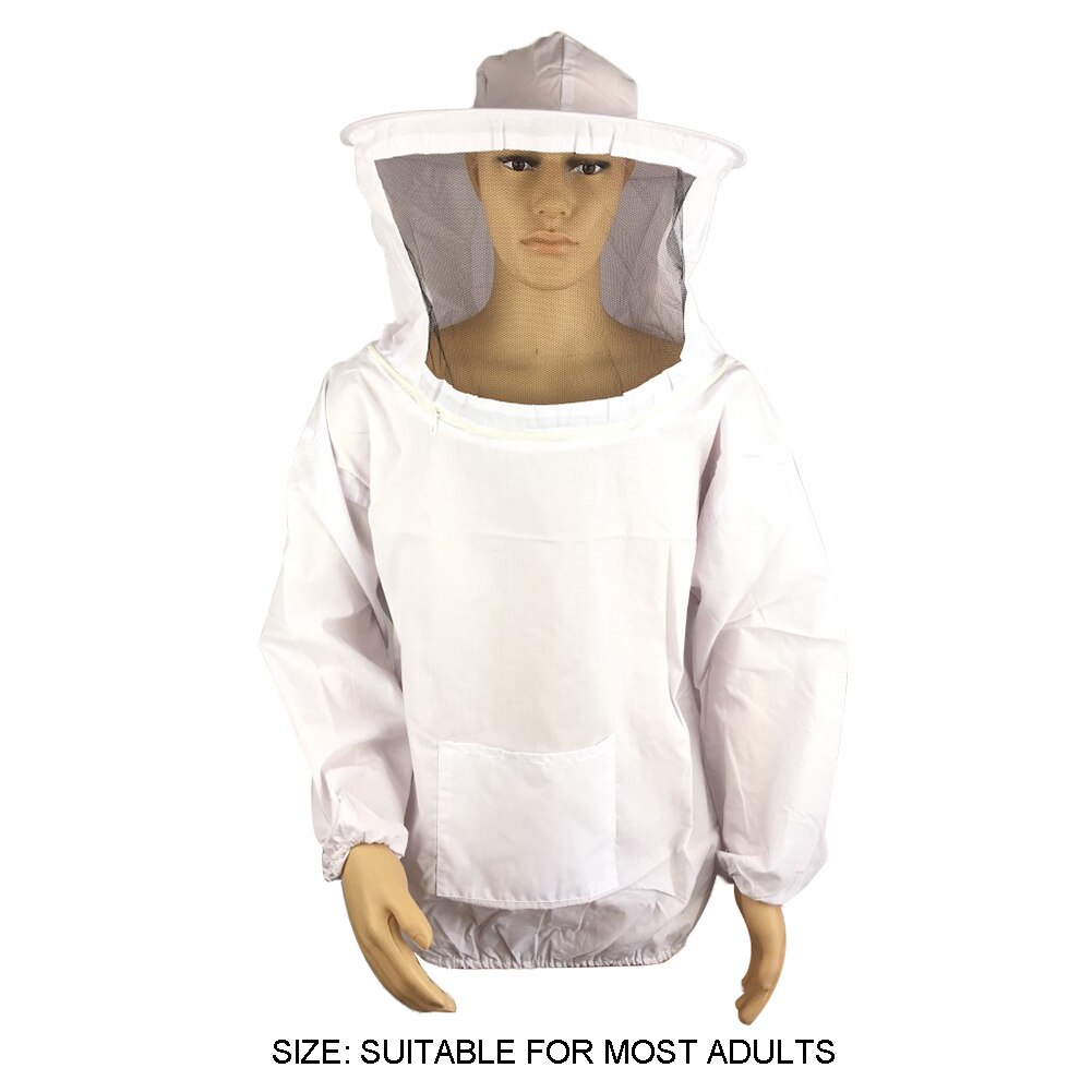 Zipper Beekeeping Jacket Beekeeper Equipment Pro Protective Clothing Suit Beekeeping Supplies with Detachable Veil Cap: Default Title