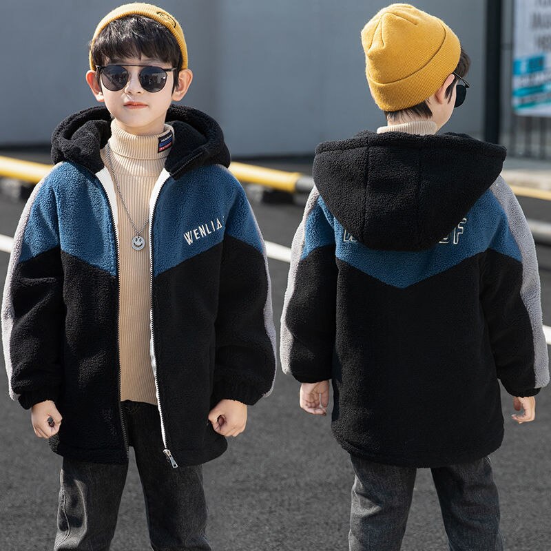 Tiener Jongen Winterjas Kinderen Plus Fluwelen Warme Jas Jongens Midden Lange Jas Winter Hooded Dikke Mode Kleding 5 7 9 11 13 Y