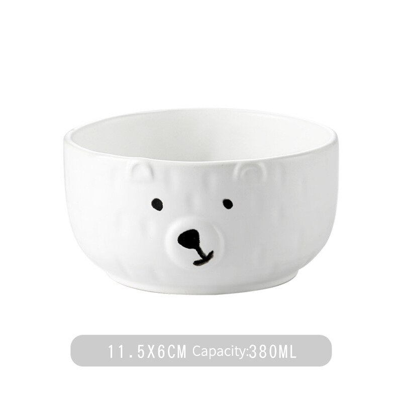 Keramische Gerechten Schattige Beer Borden Kommen Thuis Ontbijt Cartoon Japanse Creatieve Servies Voor Een Persoon Koffie Kop En Schotel: bowl-380ml