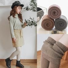 Enfants chaussettes coton enfants chaussettes couleur unie avec motif velours pour l'hiver et l'automne 3-12T collants pour enfants.