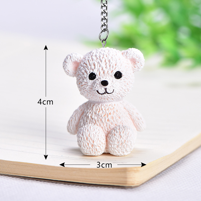 Cartoon Hars Beer Pop Sleutelhanger Vrouwen Mannen Leuke Anime Teddy Sleutelhanger Op Tas Auto Trinket Sieraden Bruiloft Meisjes: WHITE