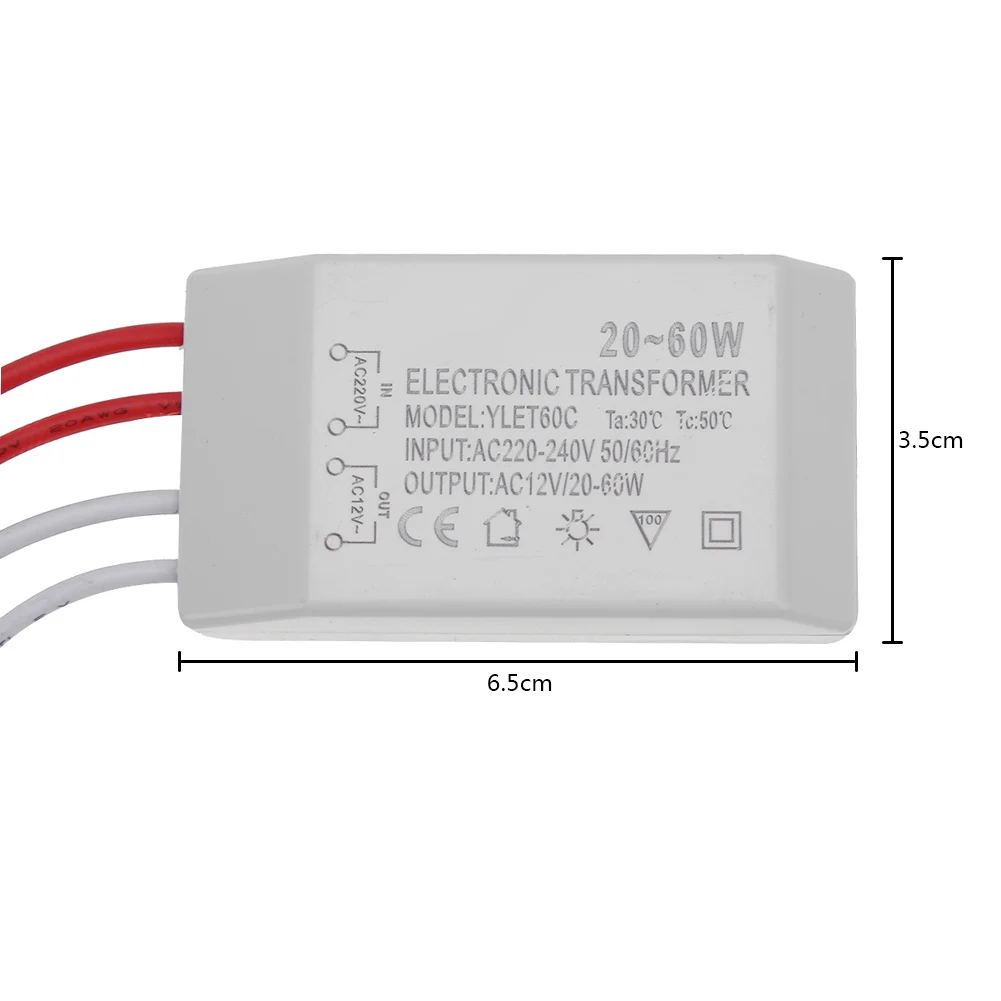Ac 220v til  ac 12v led-driver elektronisk transformer 20-60w lavspændings halogenlampe strømforsyningsadapter belysningstilbehør