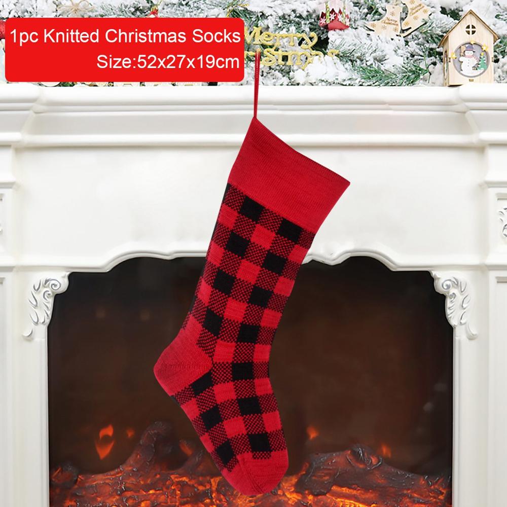 Plaid julestrømpe juletasker juleindretning til hjemmet julepynt natal noel navidad indretning år: Julestrømpe 2