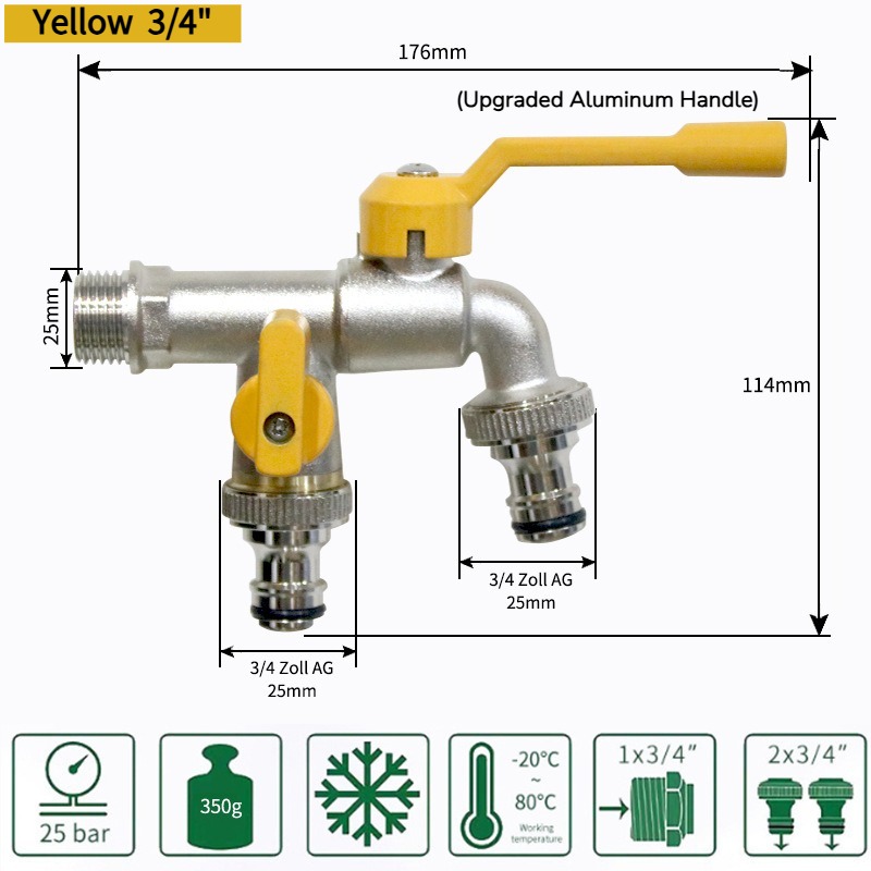 Outils de jardin robinet d'eau en laiton 1/2 "extérieur et intérieur utilisé levier marche/arrêt facile poignée robinets d'alimentation d'arrosage robinet à tournant sphérique: vert clair