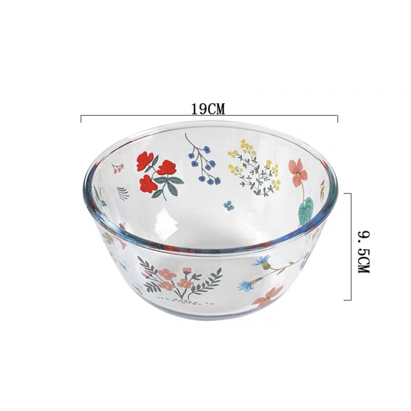 Assiette de cuisson en verre résistant à la chaleur, assiette à dîner ménagère, transparente, salade florale, bol à légumes, four, plat à Dessert, vaisselle: I