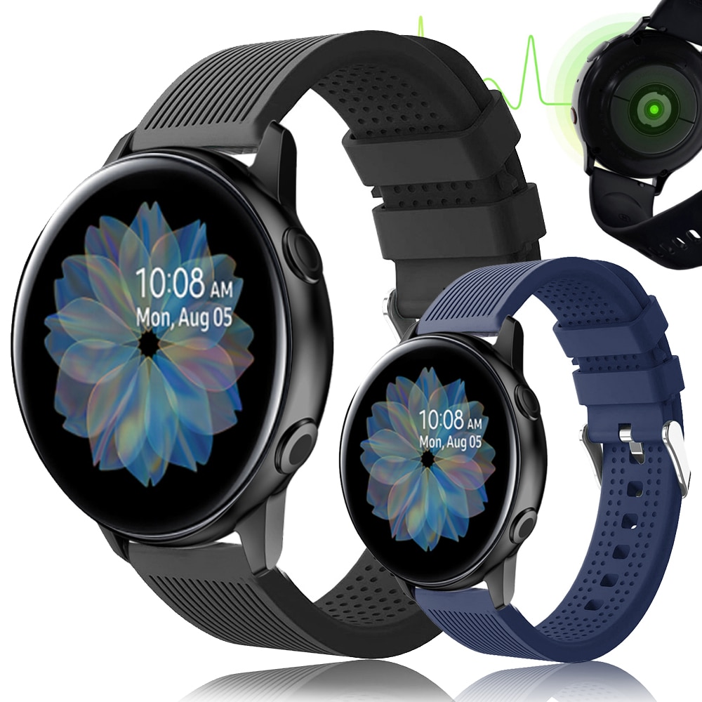 Vervangende siliconen horlogeband voor de active 2 , samsung galaxy watch active 2 , gear 40mm 44mm 42mm , gear  s2 sport 20mm horlogeband.