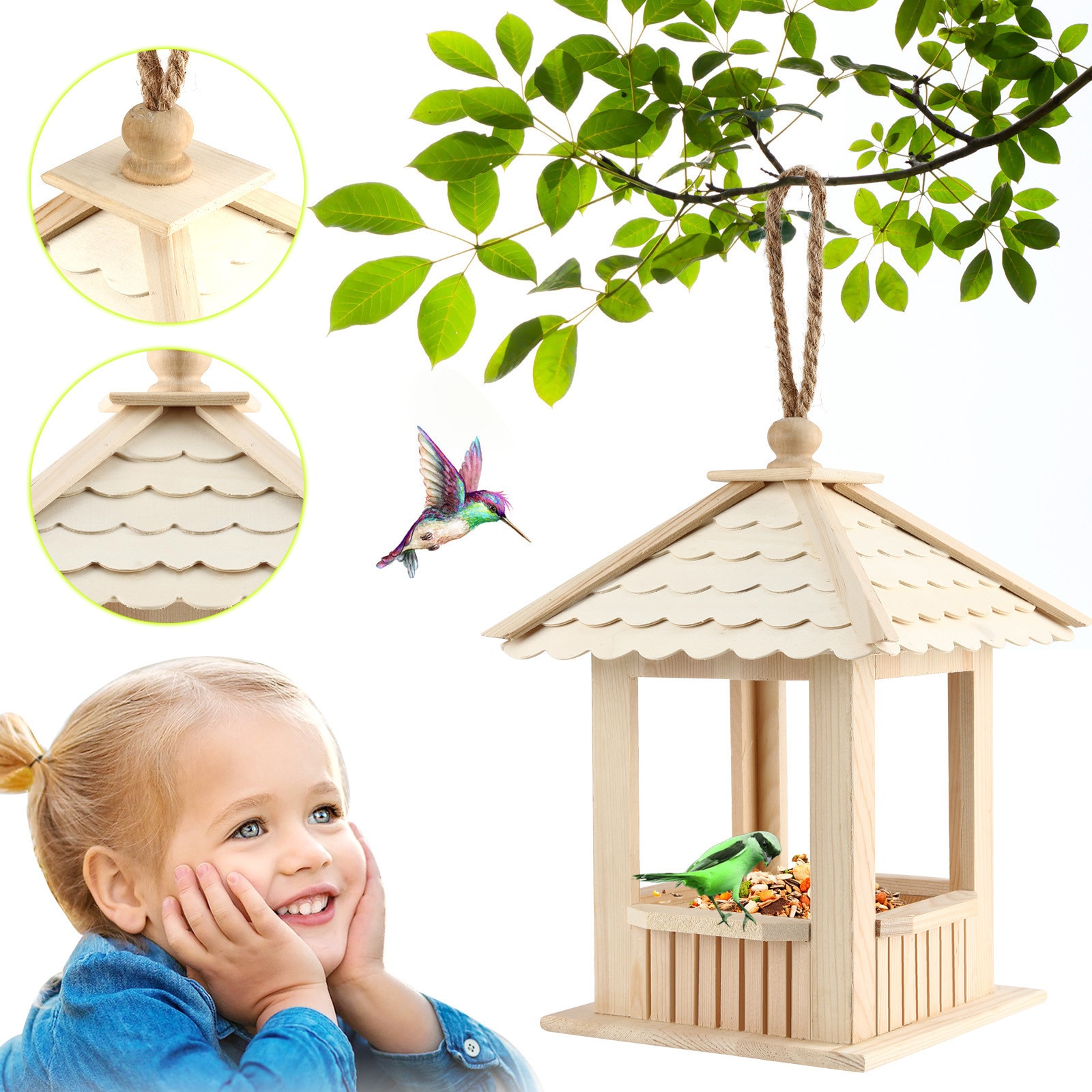 Wooden Bird House Nesting Box Hanging Bird Nests Home Garden Decoration Modern Delicate Outdoor Bird Cage