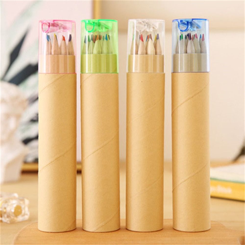 School Supplies Art Tool Drawing Art Kawaii Painting Barreled Student Pencil Colored Pencil Pencil Crayon 12 Color Pencil: Yellow