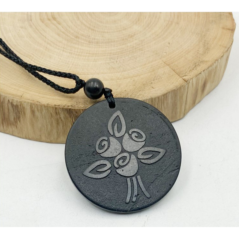 Russische Natuurlijke Authentieke Shungite Hanger Steen Emf Neutraliserend Shungite Ketting Sieraden Anti Stralingsbescherming 5G Blocker: Tulips
