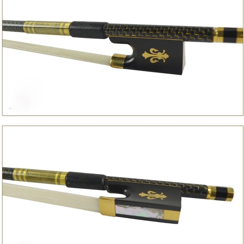 Top Grade Golden Braided Carbon Fiber 4/4 Violin Bow Best Balance AAA Mongolia Black/White Horse Hair Bow