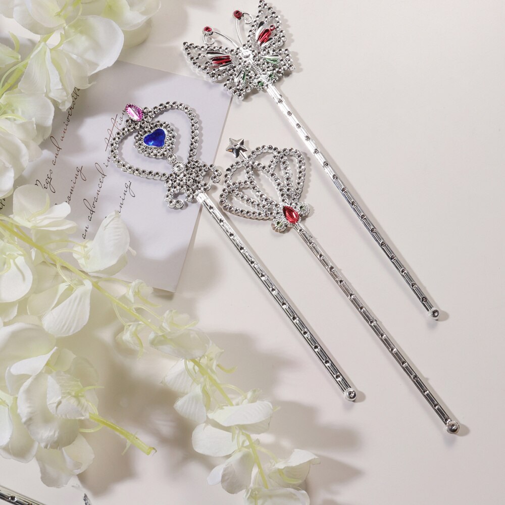 12/24Pcs Plastic Mooie Vlinder Wands Rose Magic Hart Angel Fairy Stick Voor Meisjes Verjaardagsfeestje Cosplay bruiloft Cos