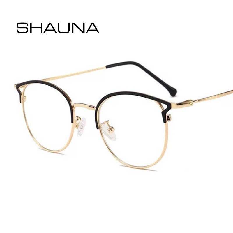 SHAUNA Anti-Blue Light Metal Cat Eye Glasses Frame Cat Ear Optical Frames Women