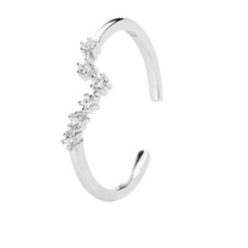 925 prata esterlina pino feminino estilo fresco e simples incrustado com pedra preciosa 12 constelações único anel: Pisces