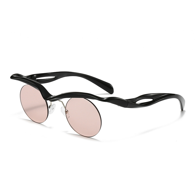 Gafas de sol para hombres y mujeres, gafas de a la con formas especiales, gafas redondas sin montura para accesorios al aire libre: Blanco