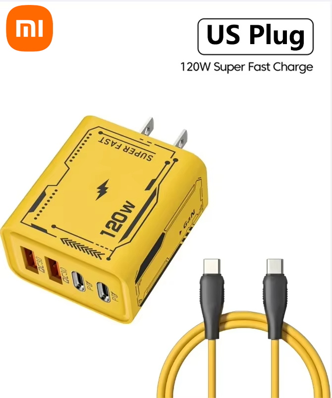 Xiaomi 120W Original Ladegerät EU/UK/US 4-Ports Ultra Schnellladung Typ-C GaN Telefon Ladegerät USB-C QC 3.0 Universal Telefon Adapter: UK