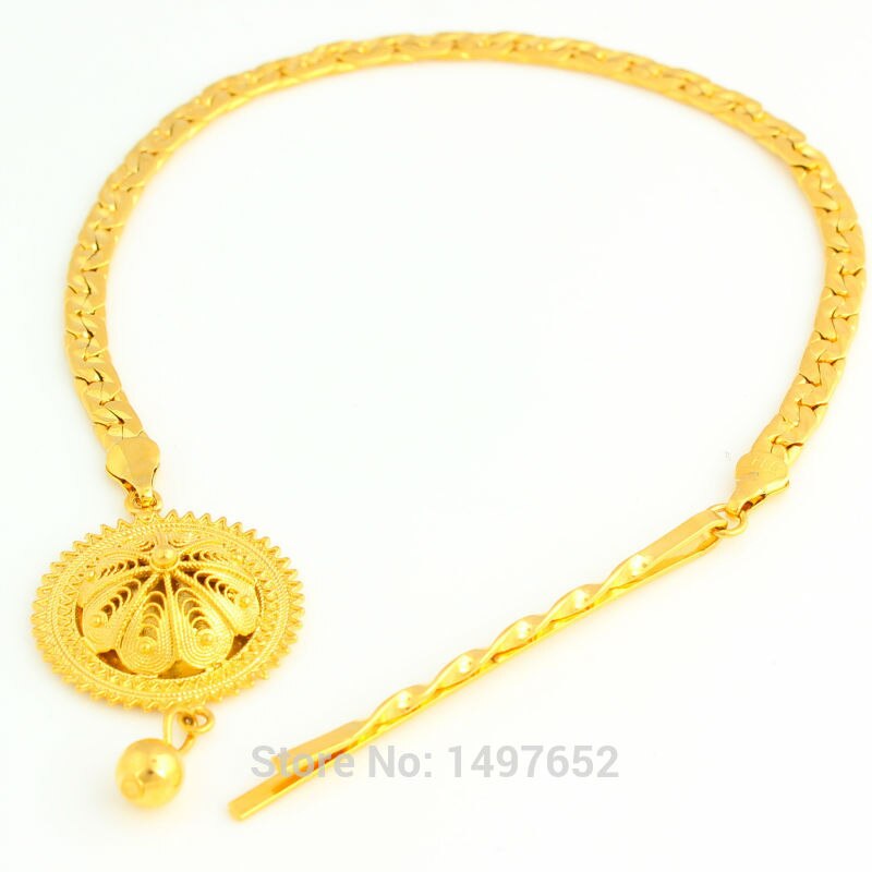 Ethiopian Hair Chain Jewelry 24k Gold Color African/Eritrea/Kenya Women Habesha Party Accessories