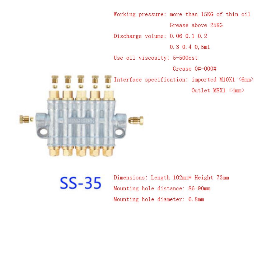 1PC Volumetric Oil Distributor 2-6 Way Lube Oil Piston Distributor Value Manifold Block For Lube Pump CNC Machine Tool Lathe: 8
