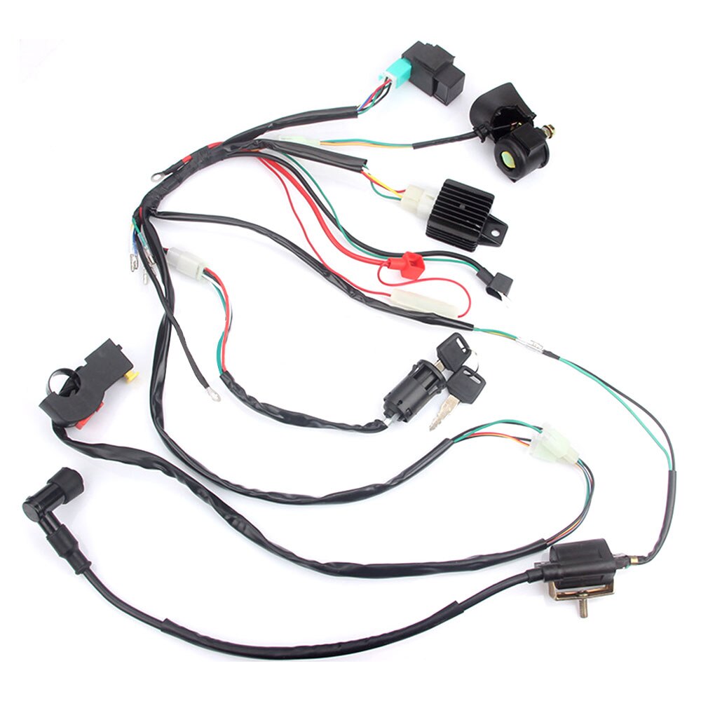 Upgraded Motorbike CDI Wiring Harness Loom Solenoid Ignition Coil Rectifier for 50 70 90 110CC PIT Quad Dirt Bike ATV Accessorie