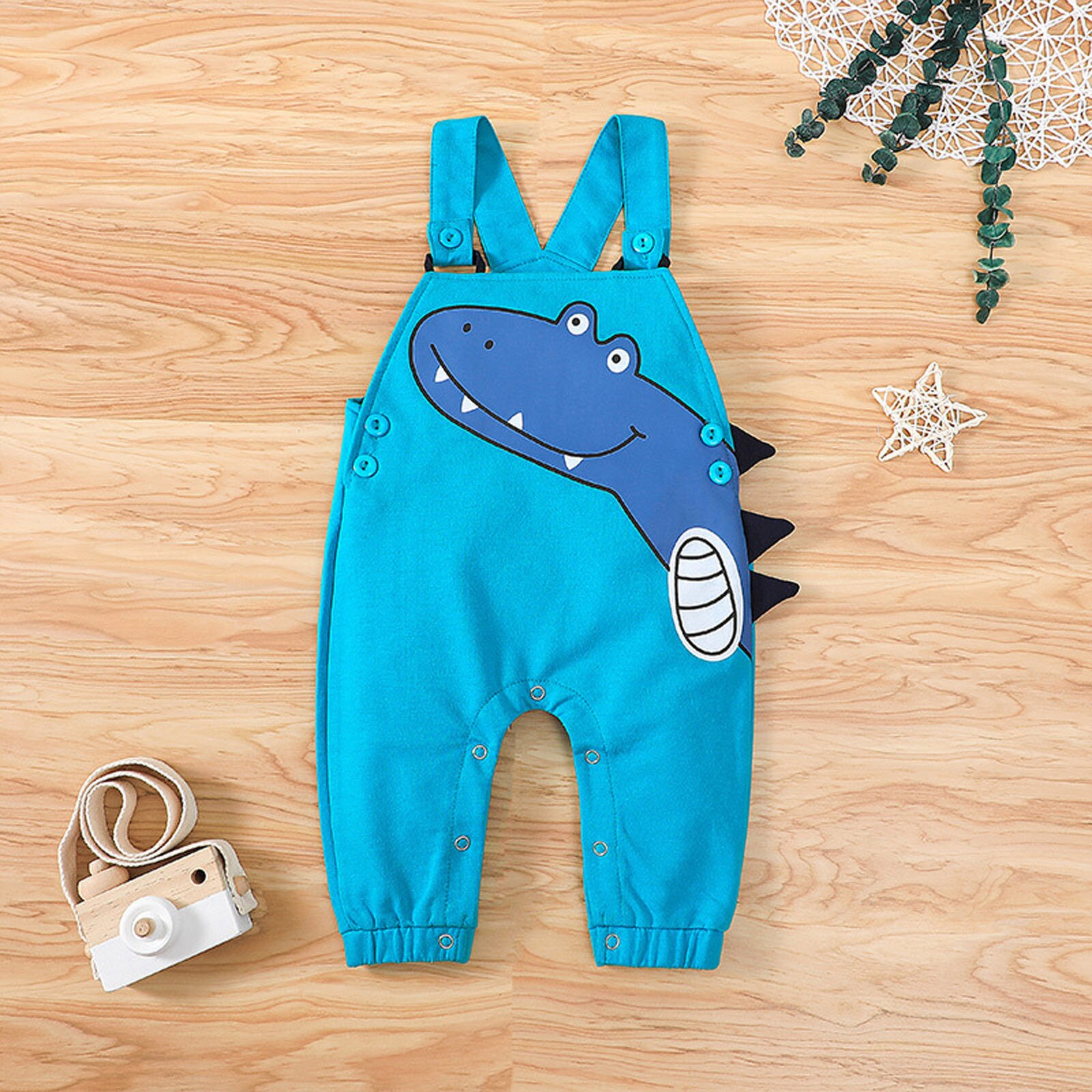 Tuta per bambini con stampa dinosauro Toddler Kids Boys senza maniche Cartoon tuta cinghie pantaloni abbigliamento estate pantaloni per bambini tute per bambini