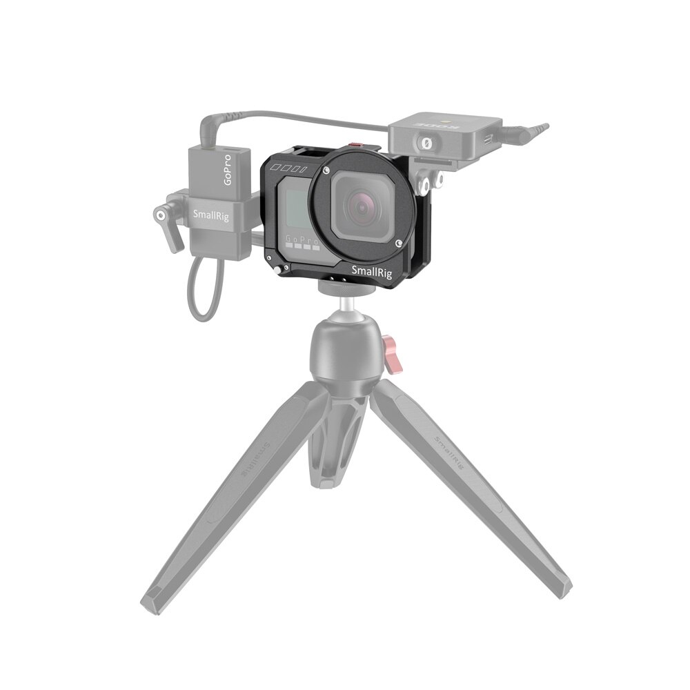 Petite Cage vlog pour GoPro HERO 8 Cage de caméra de tir vidéo noire avec adaptateur de filtre 52mm + support de chaussure froide-2505