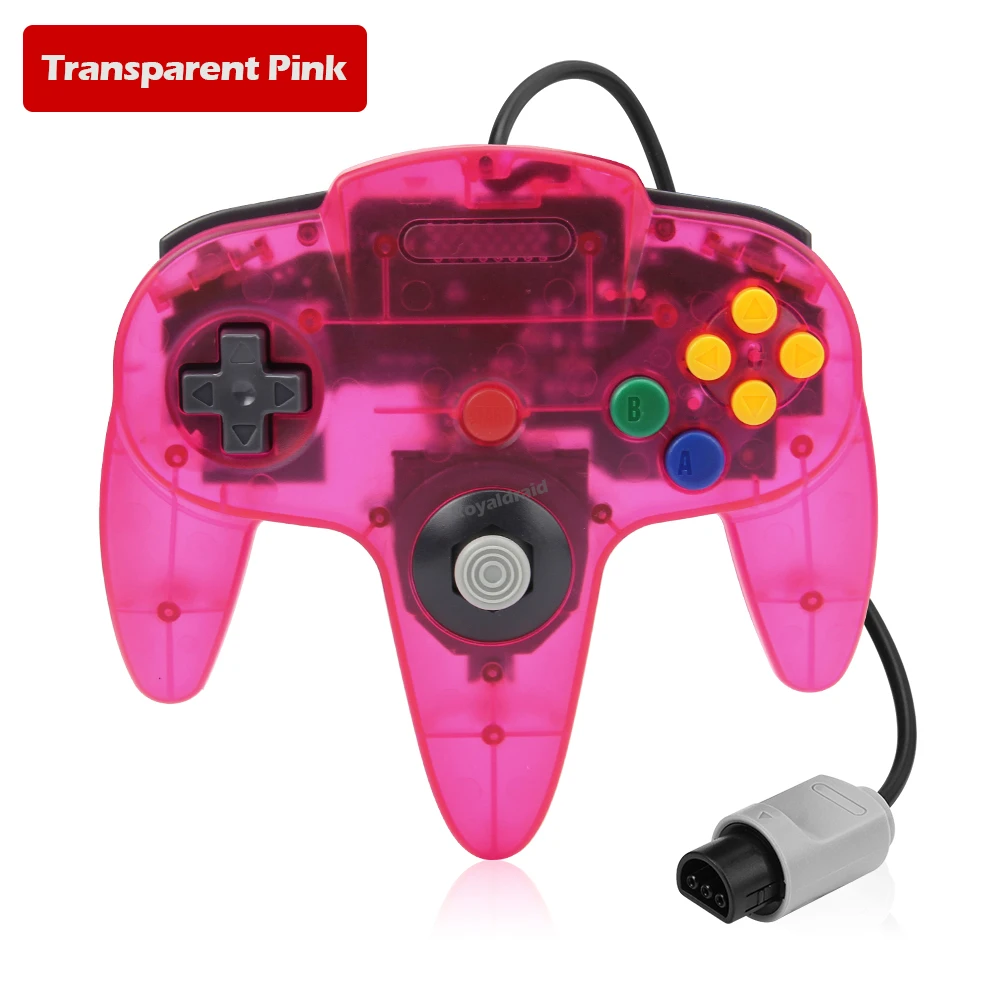 For N64 Controller Classic Wired Remote Control Gamepad Gaming Joystick Retro Video Game System For N64 Console Joypads: Pink