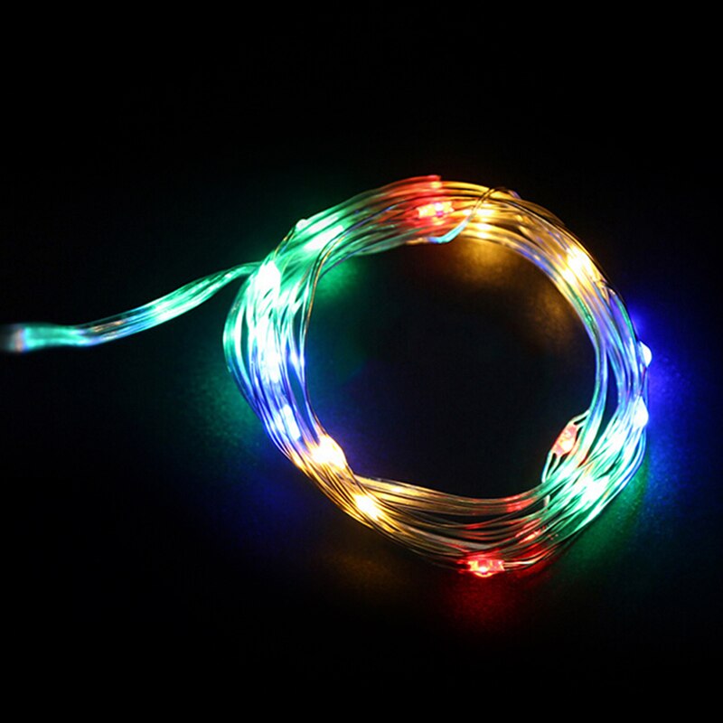 1 stk 2m 20 led 3m 30 led mini led kobbertrådssnor fe led lys til jul bryllupsfest dekoration usb powerd: Flerfarvet / 2m