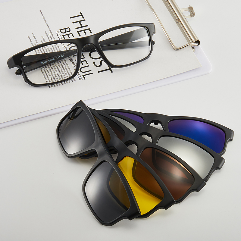 6 en 1, gafas de sol magnéticas ópticas polarizadas para hombres y mujeres, pinza magnética para gafas de sol, Marco y bolsa