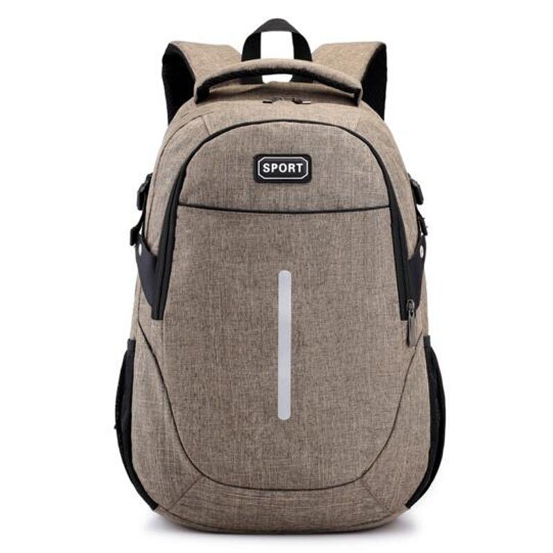 Teenagers School Bag Reflective Strip Boys Girls School Backpack Shoulder Bag Man Woman Backpack Travel Sport Bag Mochila: Khaki