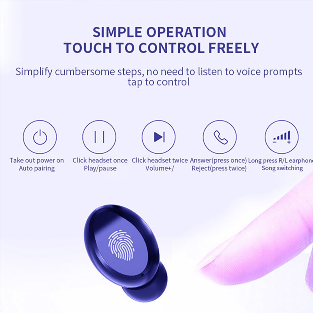 9D Bass Stereo Wireless Earphones 5.0 Bluetooth Headphones Waterproof Bluetooth Earbuds Headset With Microphone Charging Box