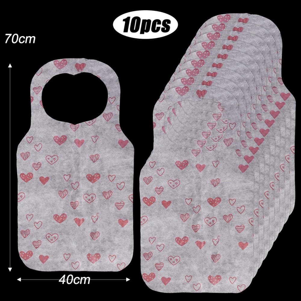 10 Pz/borsa Portatile Cuore Stampato Grembiuli Usa E Getta non Tessuto anti-incrostazione Bavaglino Grembiuli Da Cucina A Prova di Olio Ristorante Forniture per La Casa: bianca