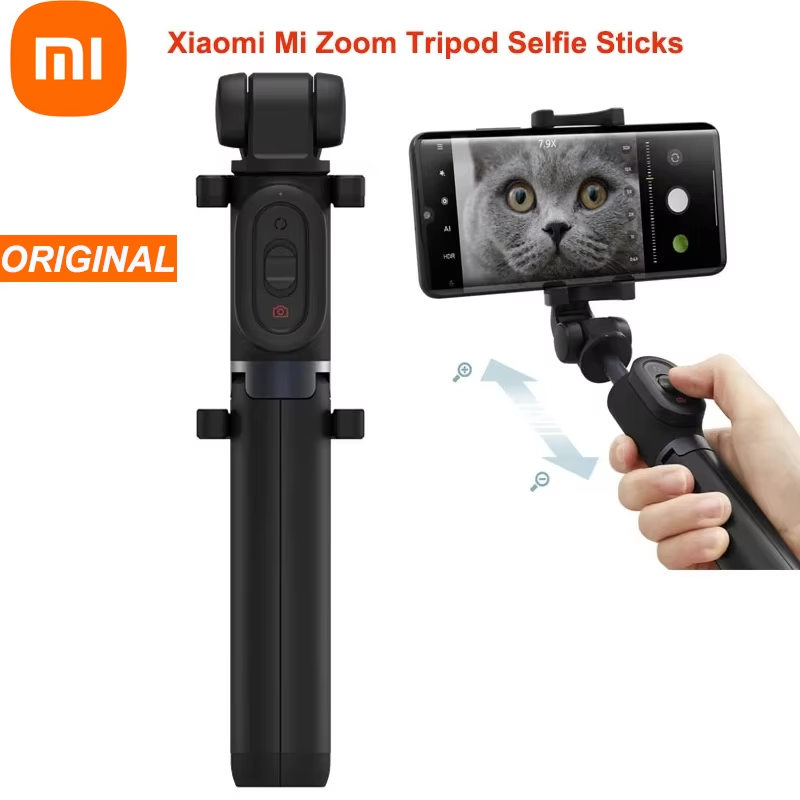 Xiaomi Mi Zoom Tripod Selfie Sticks With Bluetooth-compatible Remote For Xiaomi Phone Foldable Extendable 360° Rotatable: WHITE